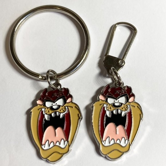 Vintage Taz Tas Tasmanian Devil Keychain Zipper Pull Warner Bros Looney Tunes - Picture 8 of 9